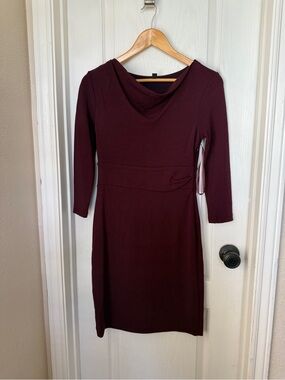 Ann Taylor women Burgundy Long-Sleeve Sheath Dress